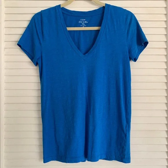 J.Crew Vintage Cotton V-neck Tee Cobalt Size Small - Picture 3 of 8